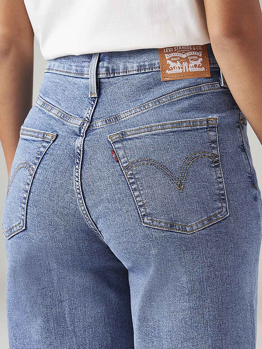 Women's Blue Ribcage Wide Leg Fit High Rise Jeans - Image 5