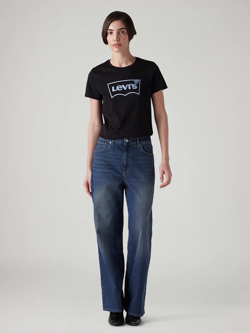 Women's Blue Wide Leg Fit High Rise Tinted Jeans - Image 2