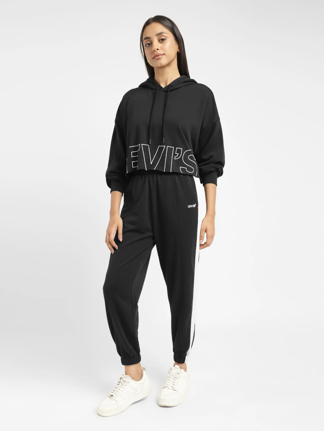 Women's Brand Logo Black And White Hooded Sweatshirt - Image 6