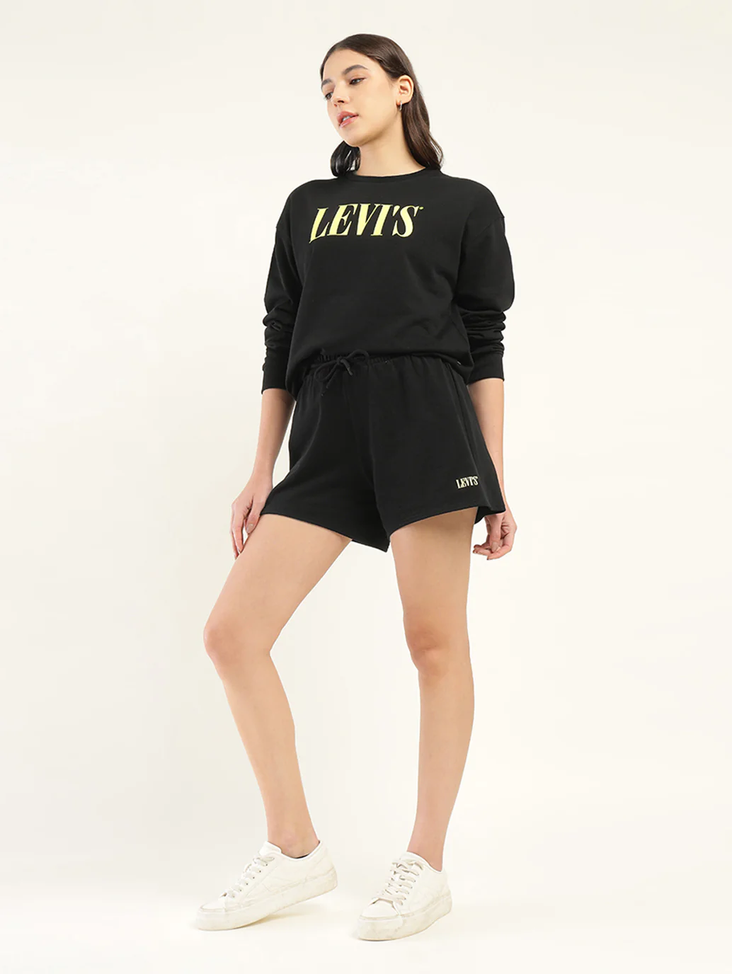 Women's Brand Logo Black Crew Neck Co-ord Set