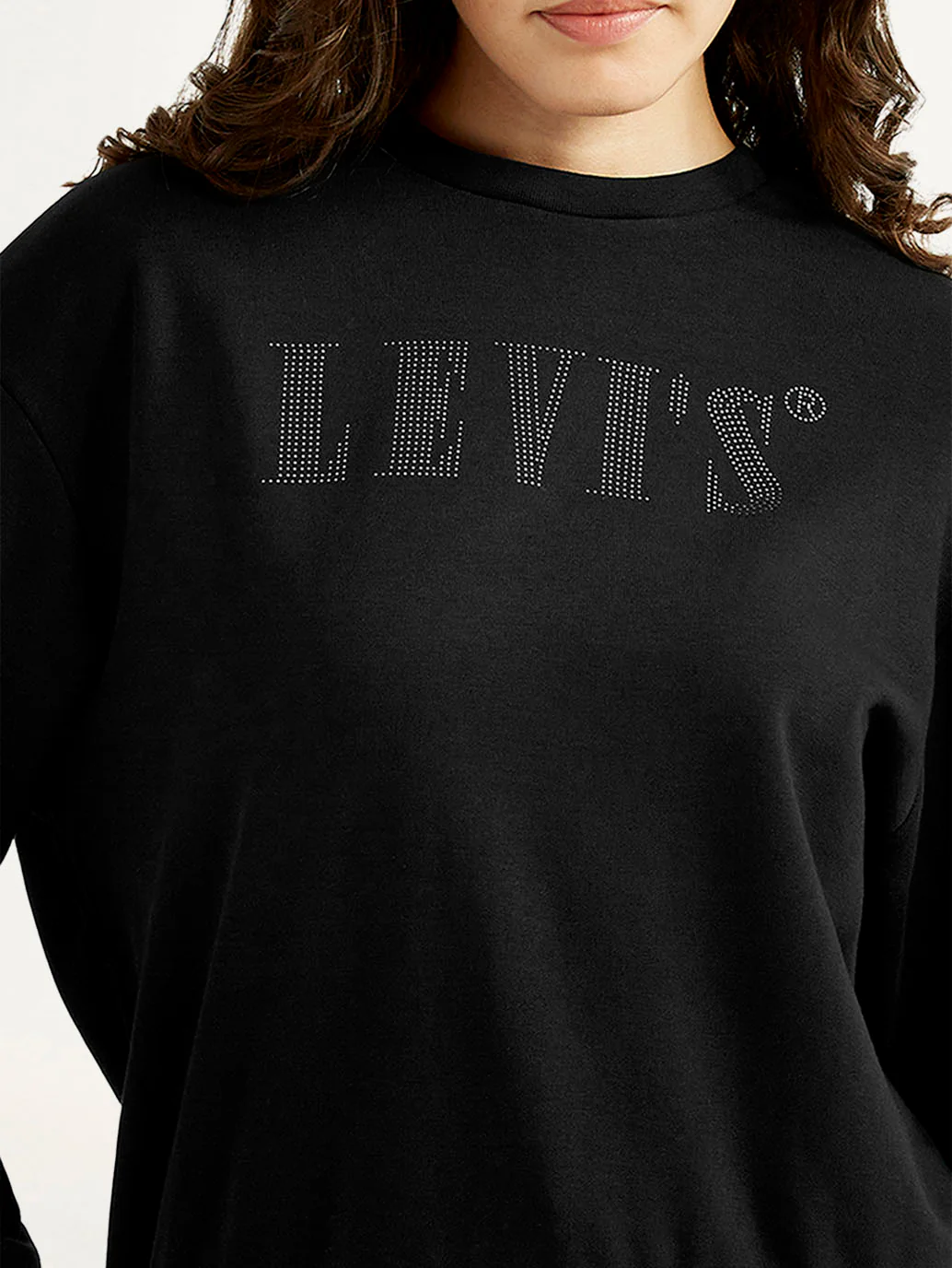 Women's Brand Logo Black Crew Neck Sweatshirt - Image 4