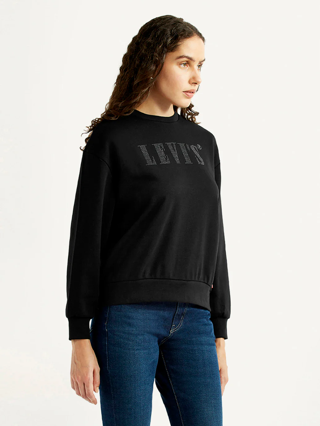 Women's Brand Logo Black Crew Neck Sweatshirt - Image 5