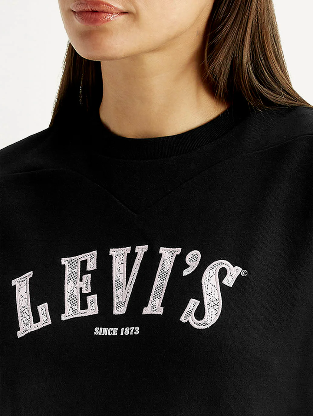 Women's Brand Logo Black Crew Neck Sweatshirt - Image 4