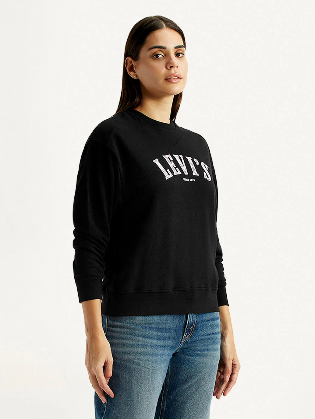 Women's Brand Logo Black Crew Neck Sweatshirt - Image 5