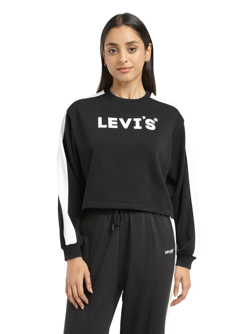 Women's Brand Logo Black Crew Neck Sweatshirt - Image 2