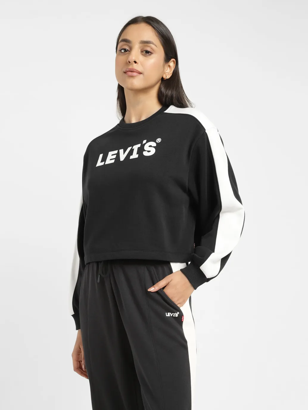 Women's Brand Logo Black Crew Neck Sweatshirt - Image 4