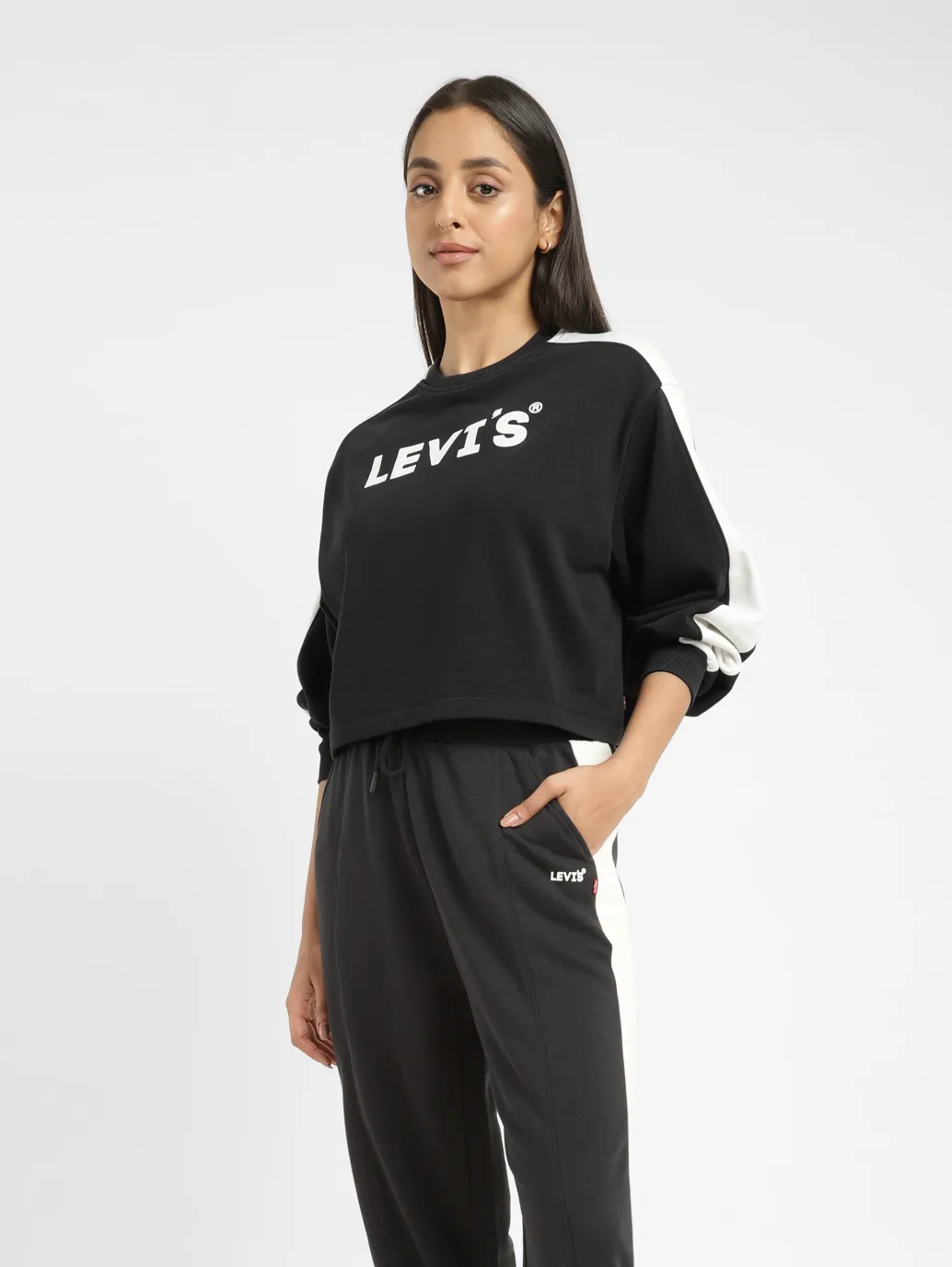 Women's Brand Logo Black Crew Neck Sweatshirt - Image 6