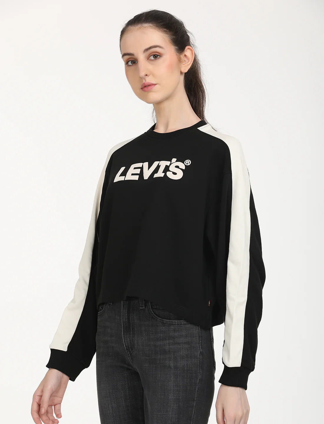 Women's Brand Logo Black Crew Neck Sweatshirt - Image 2