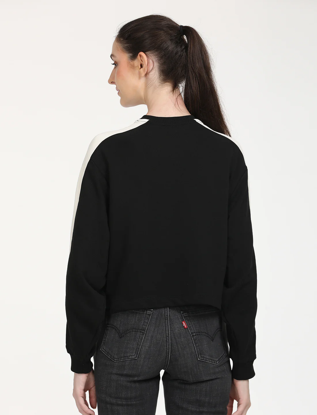 Women's Brand Logo Black Crew Neck Sweatshirt - Image 3