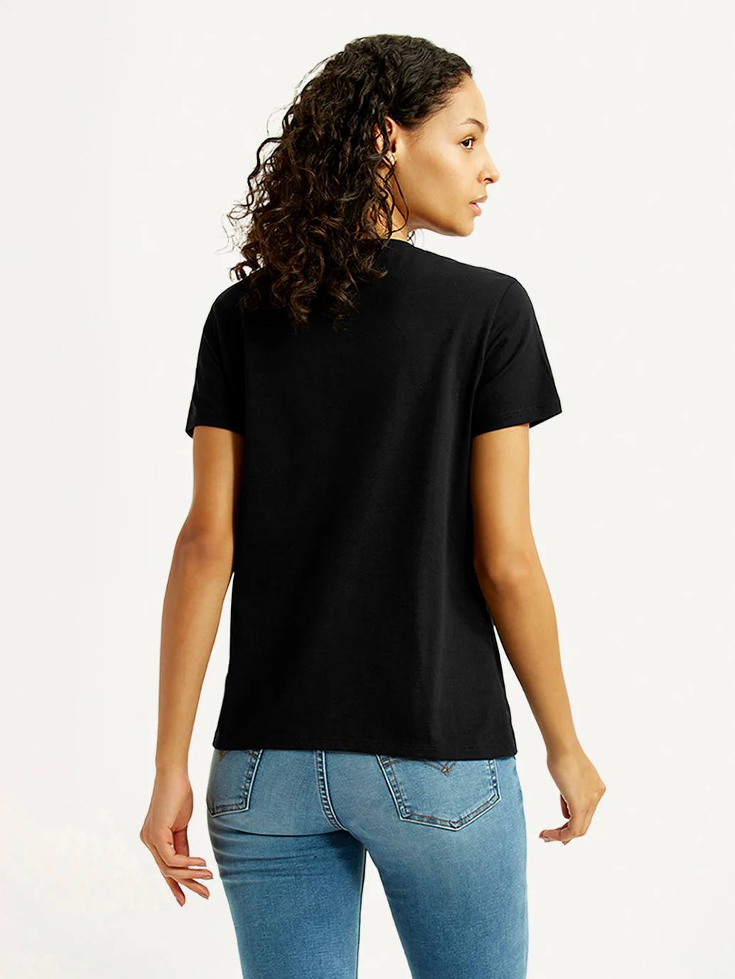 Women's Brand Logo Black Crew Neck T-shirt - Image 2