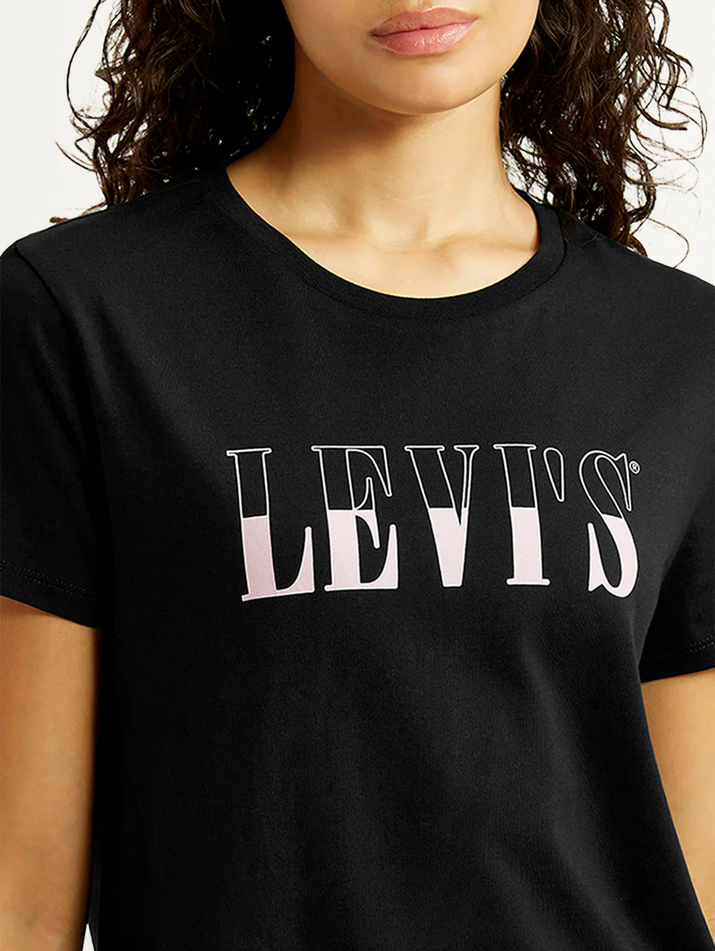 Women's Brand Logo Black Crew Neck T-shirt - Image 3