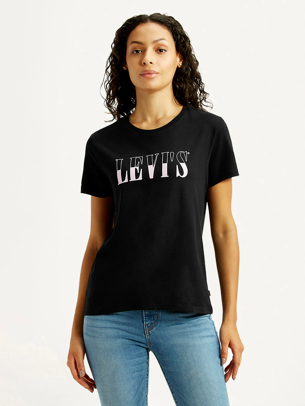 Women's Brand Logo Black Crew Neck T-shirt - Image 5