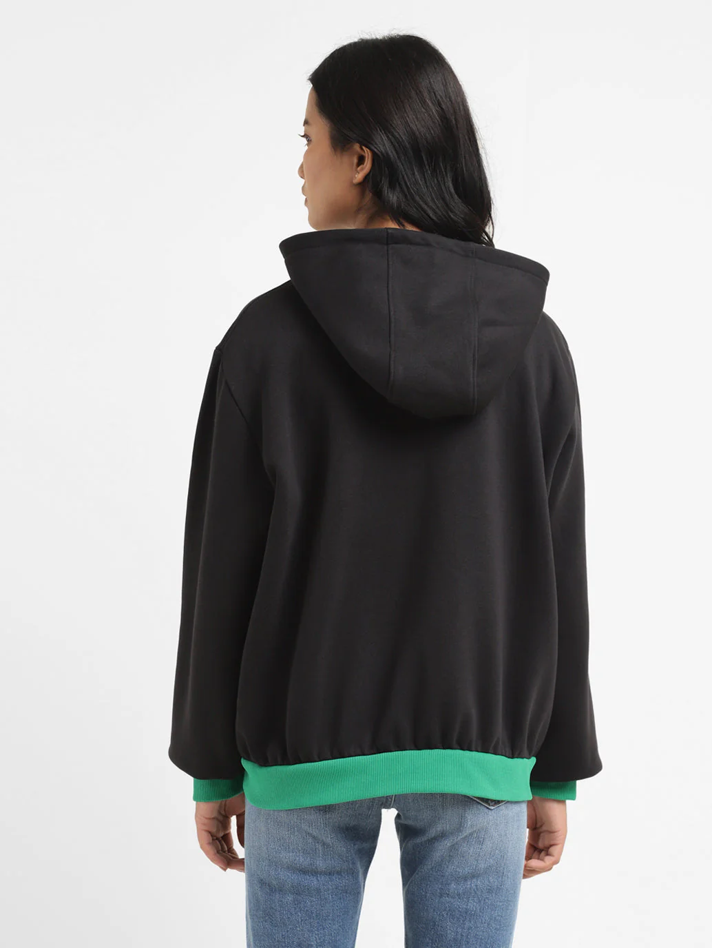 Women's Brand Logo Black Hooded Sweatshirt - Image 3