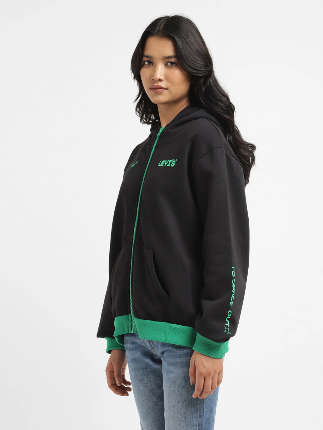 Women's Brand Logo Black Hooded Sweatshirt - Image 4