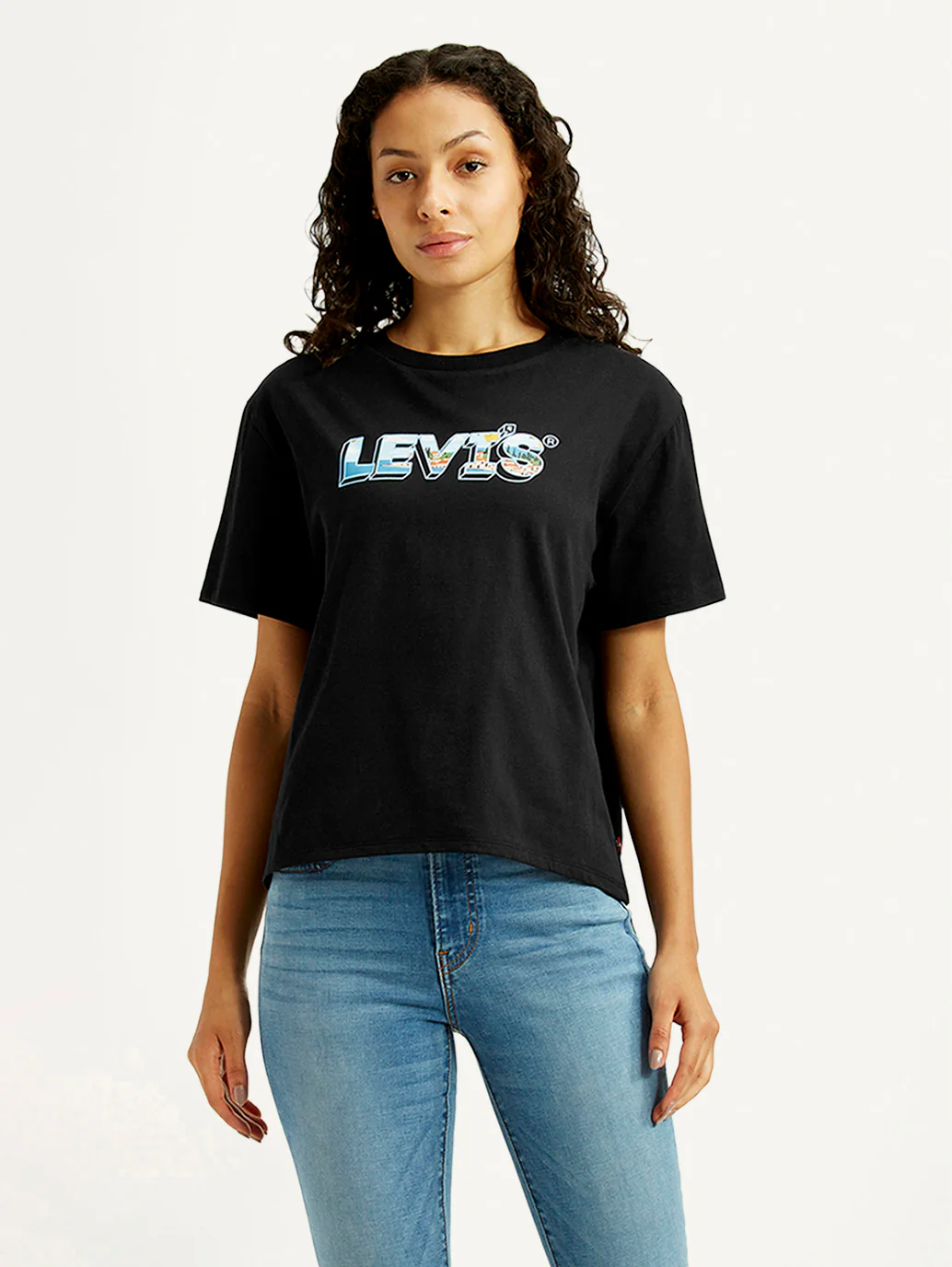 Women's Brand Logo Black Relaxed Fit T-shirt - Image 4