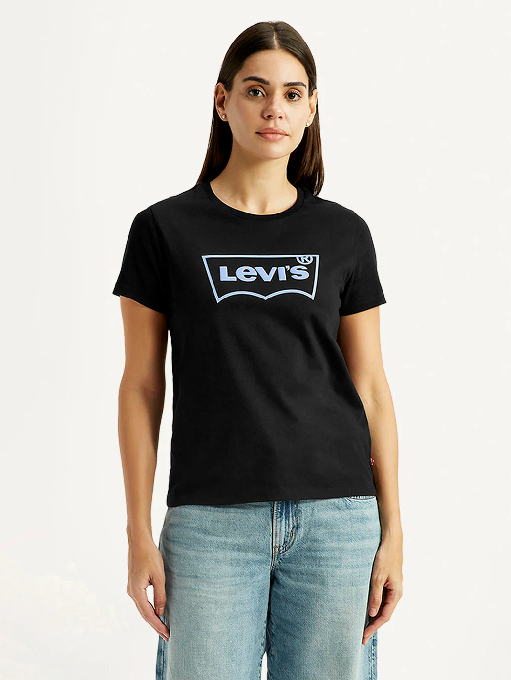 Women's Brand Logo Black Round Neck T-shirt - Image 2