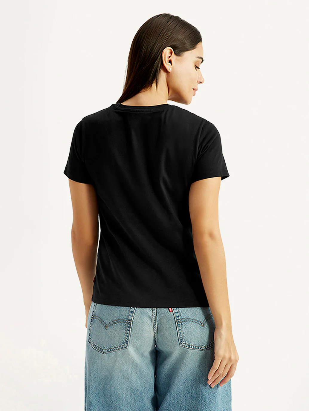 Women's Brand Logo Black Round Neck T-shirt - Image 3