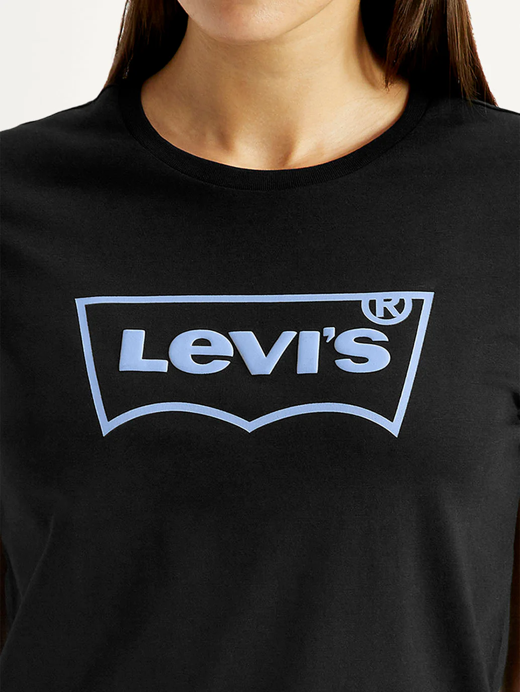 Women's Brand Logo Black Round Neck T-shirt - Image 4