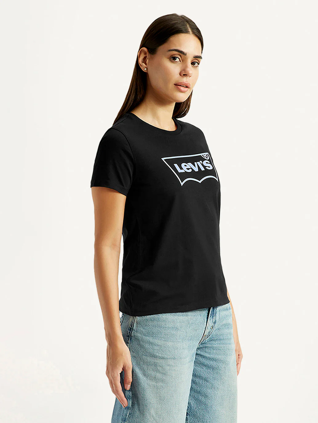 Women's Brand Logo Black Round Neck T-shirt - Image 5