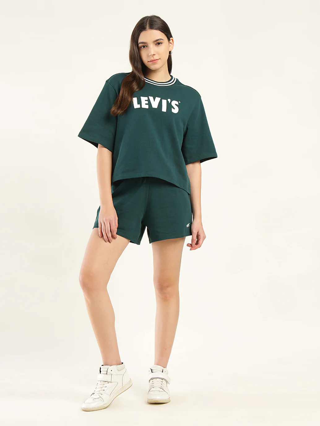 Women's Brand Logo Green Crew Neck Co-ord Set - Image 2