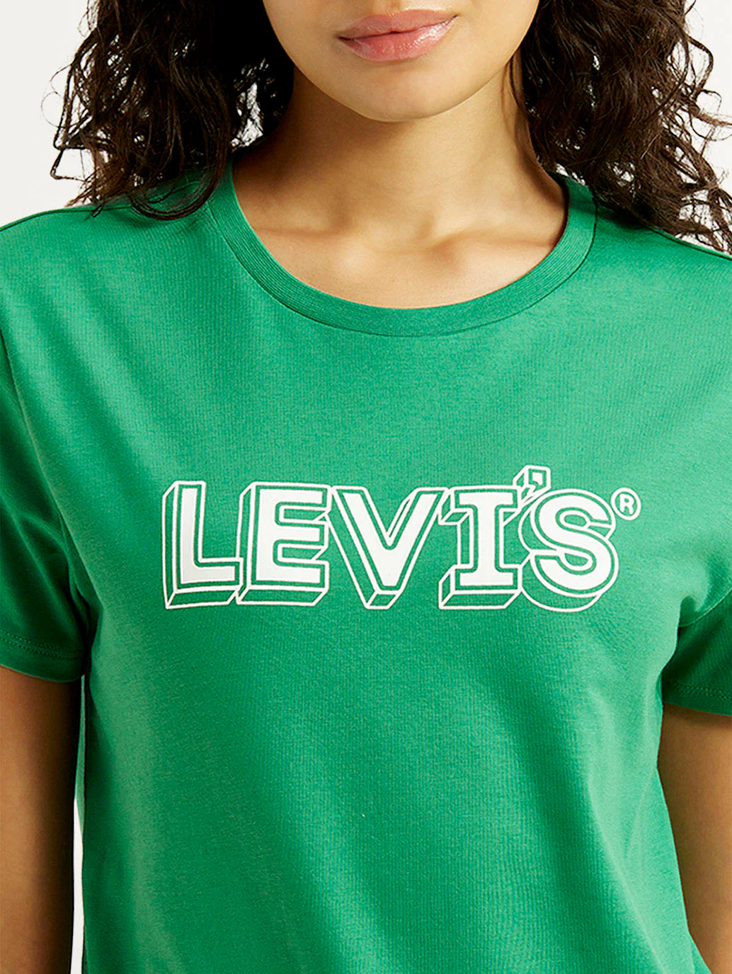 Women's Brand Logo Green Crew Neck T-shirt - Image 3