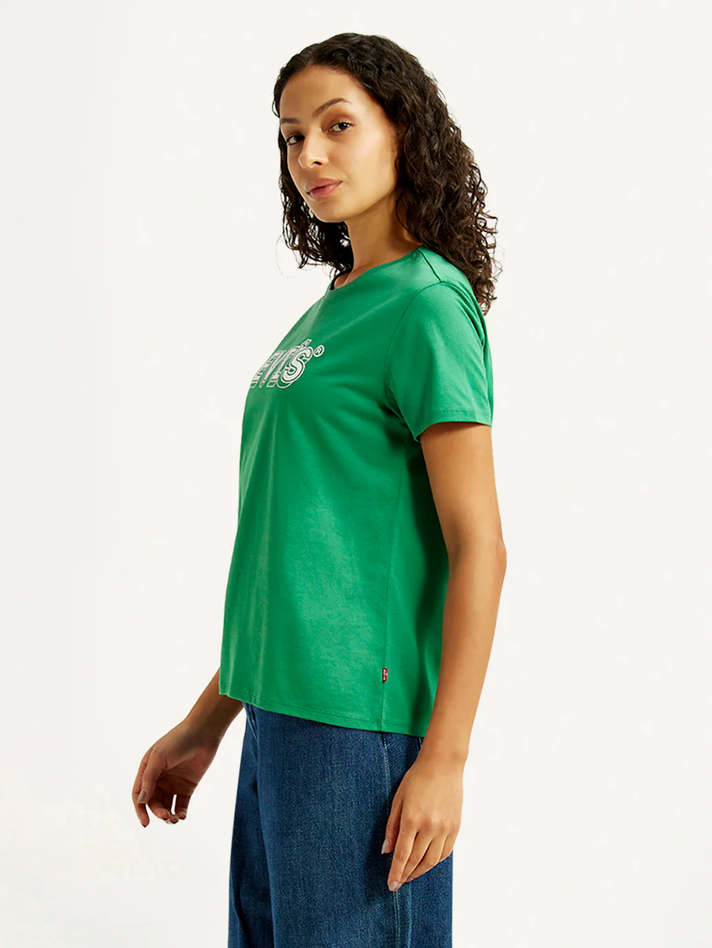 Women's Brand Logo Green Crew Neck T-shirt - Image 4