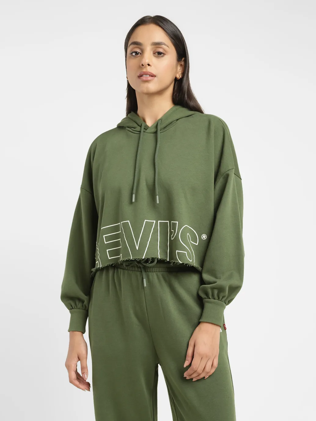 Women's Brand Logo Green Hooded Sweatshirt - Image 2