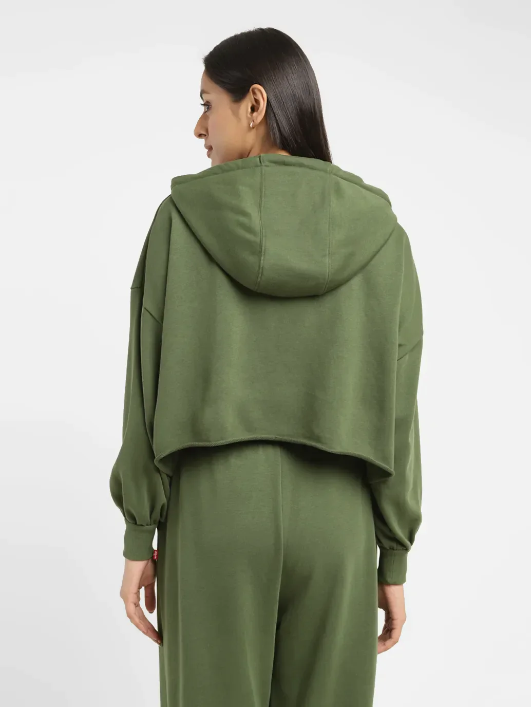 Women's Brand Logo Green Hooded Sweatshirt - Image 3
