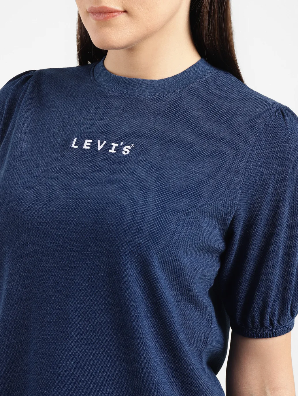 Women's Brand Logo Blue Crew Neck Top - Image 5