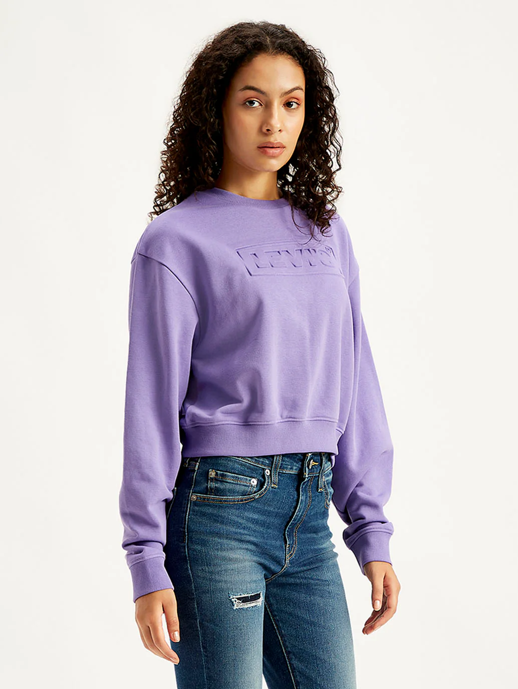 Women's Brand Logo Lavender Crew Neck Sweatshirt - Image 5
