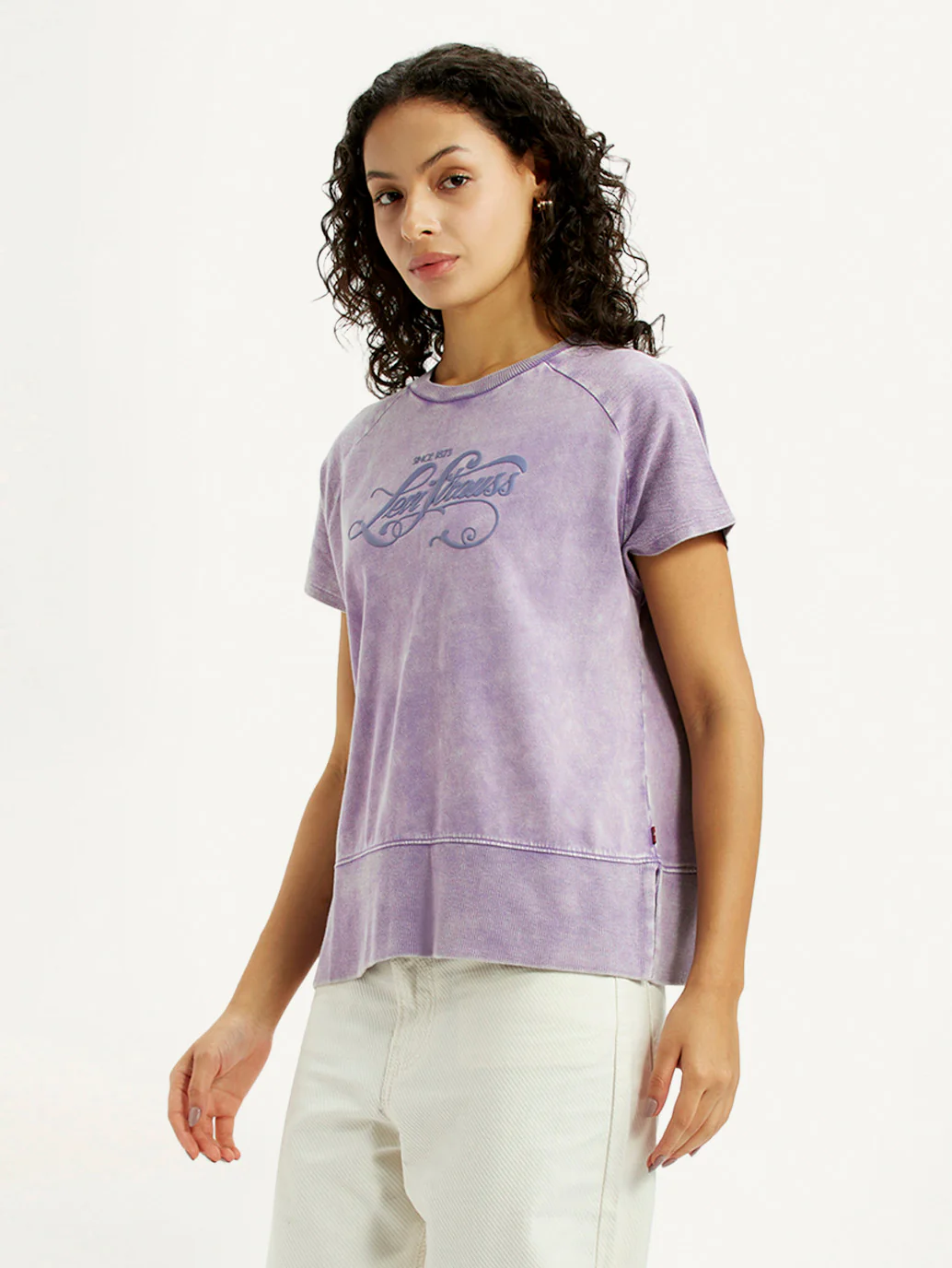Women's Brand Logo Purple Relaxed Fit T-shirt - Image 5
