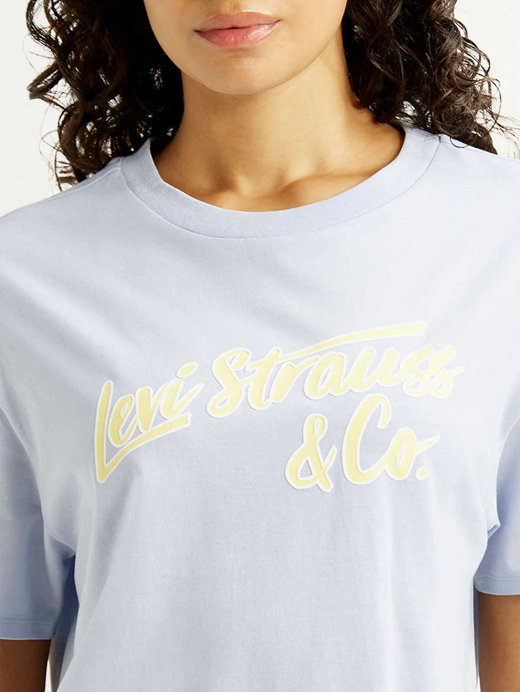 Women's Brand Logo Light Blue Relaxed Fit T-shirt - Image 3