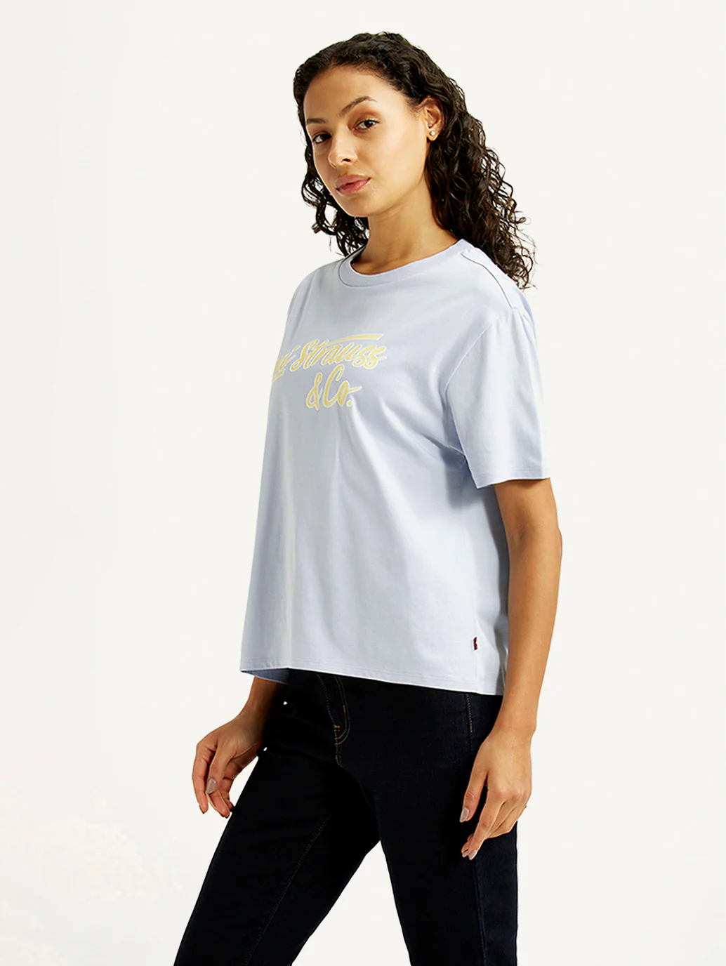 Women's Brand Logo Light Blue Relaxed Fit T-shirt - Image 4