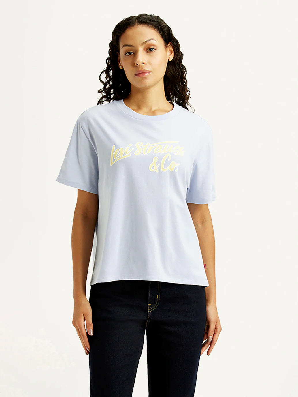 Women's Brand Logo Light Blue Relaxed Fit T-shirt - Image 5