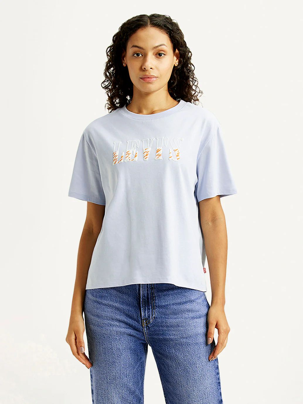 Women's Brand Logo Light-Blue Relaxed Fit T-shirt - Image 2