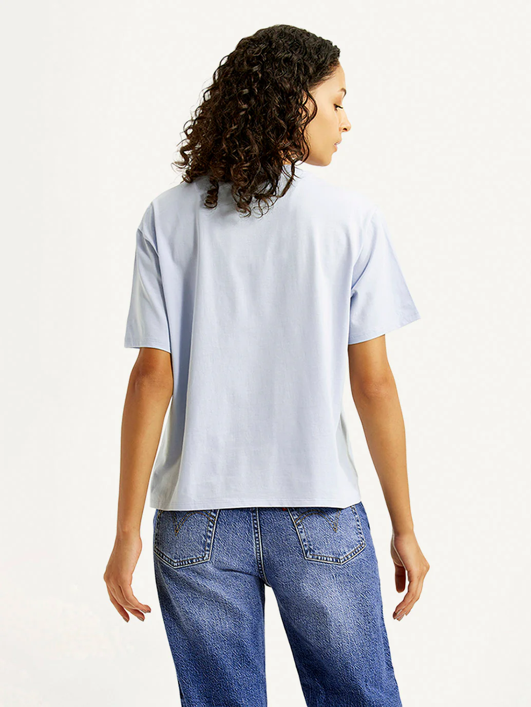Women's Brand Logo Light-Blue Relaxed Fit T-shirt - Image 3