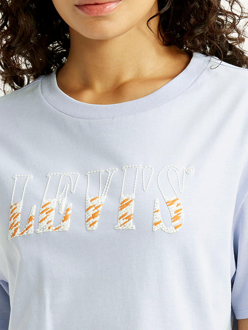 Women's Brand Logo Light-Blue Relaxed Fit T-shirt - Image 5