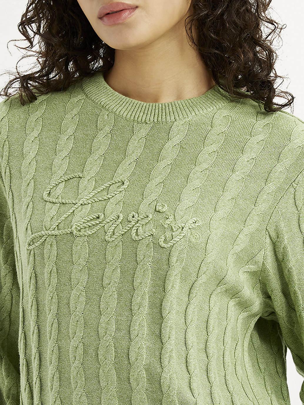Women's Brand Logo Light Green Crew Neck Sweater - Image 3