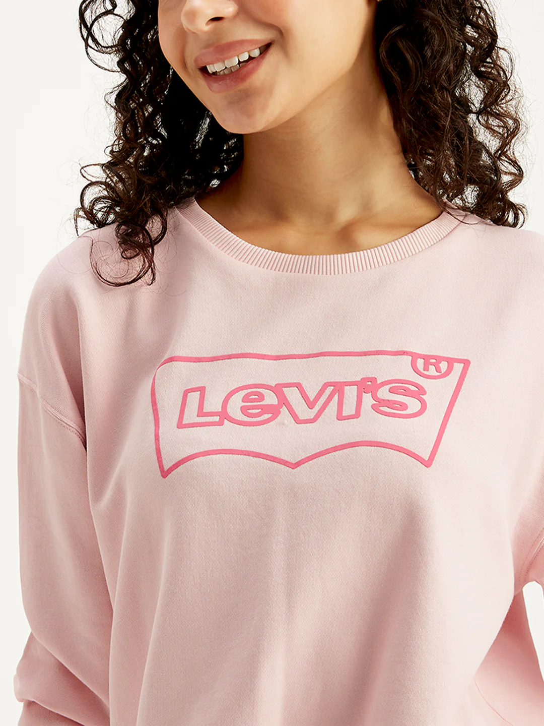 Women's Brand Logo Light-Pink Crew Neck Sweatshirt - Image 4