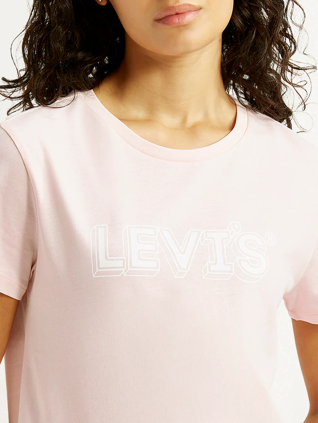 Women's Brand Logo Light Pink Crew Neck T-shirt - Image 3