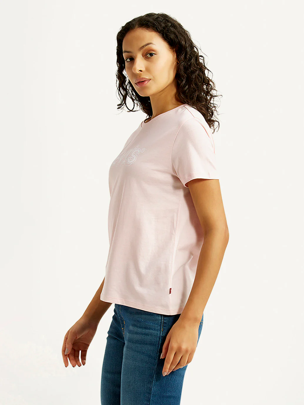 Women's Brand Logo Light Pink Crew Neck T-shirt - Image 4
