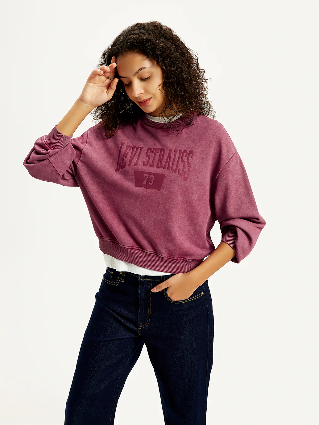 Women's Brand Logo Maroon Crew Neck Sweatshirt - Image 2