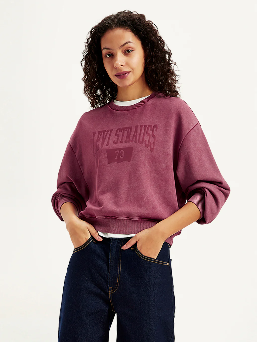 Women's Brand Logo Maroon Crew Neck Sweatshirt - Image 3