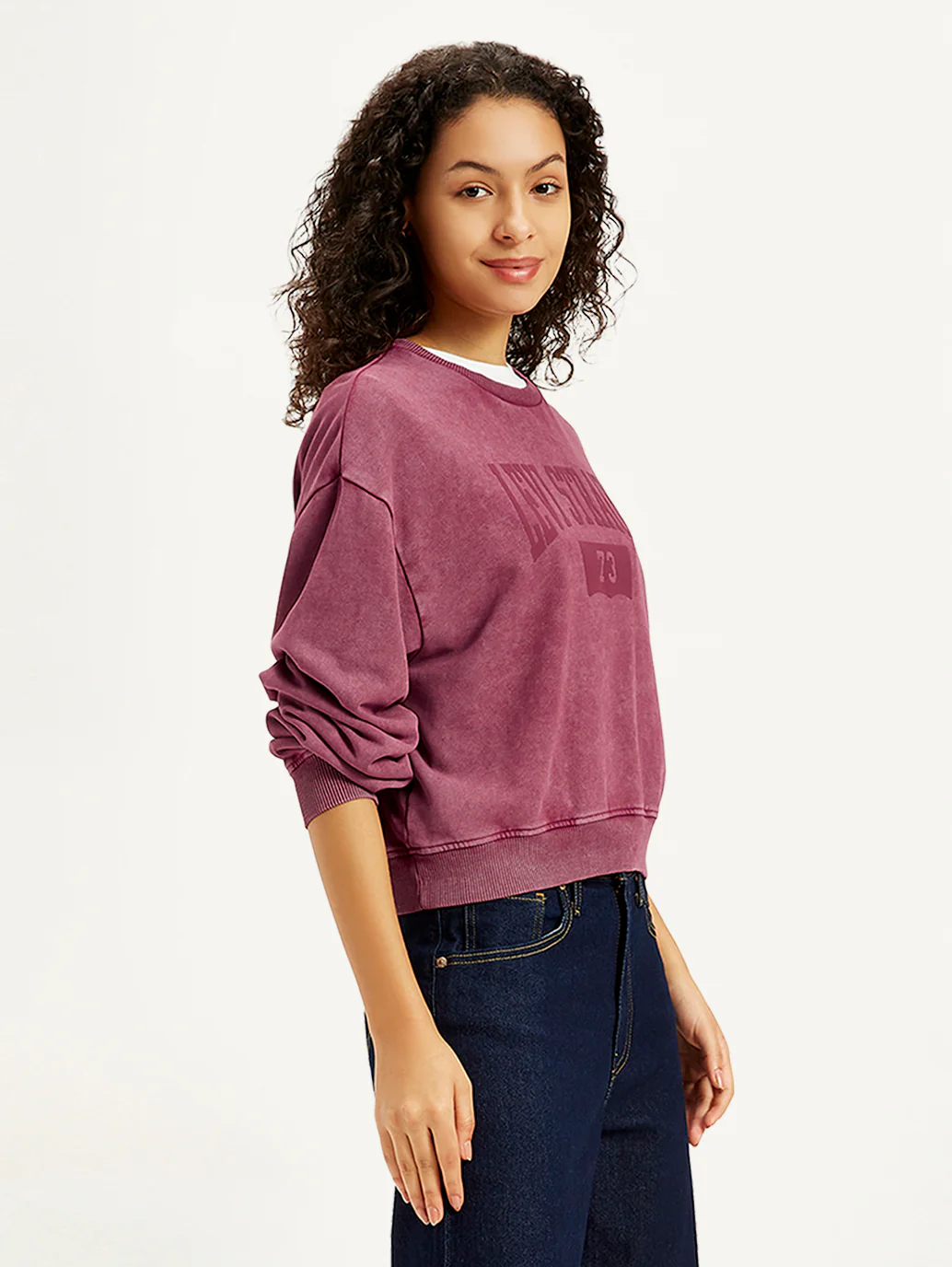 Women's Brand Logo Maroon Crew Neck Sweatshirt - Image 4