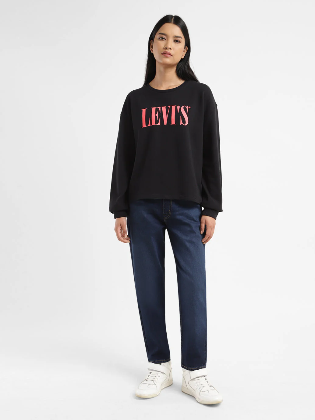 Women's Brand Logo Black Crew Neck Sweatshirt - Image 6