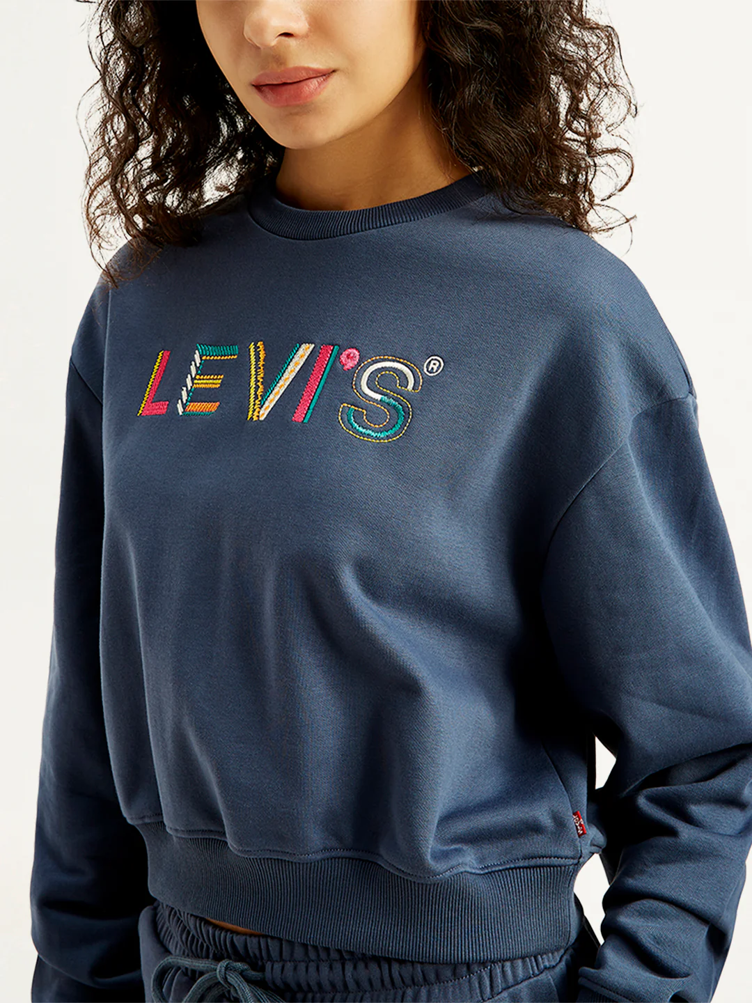 Women's Brand Logo Navy Crew Neck Sweatshirt - Image 4