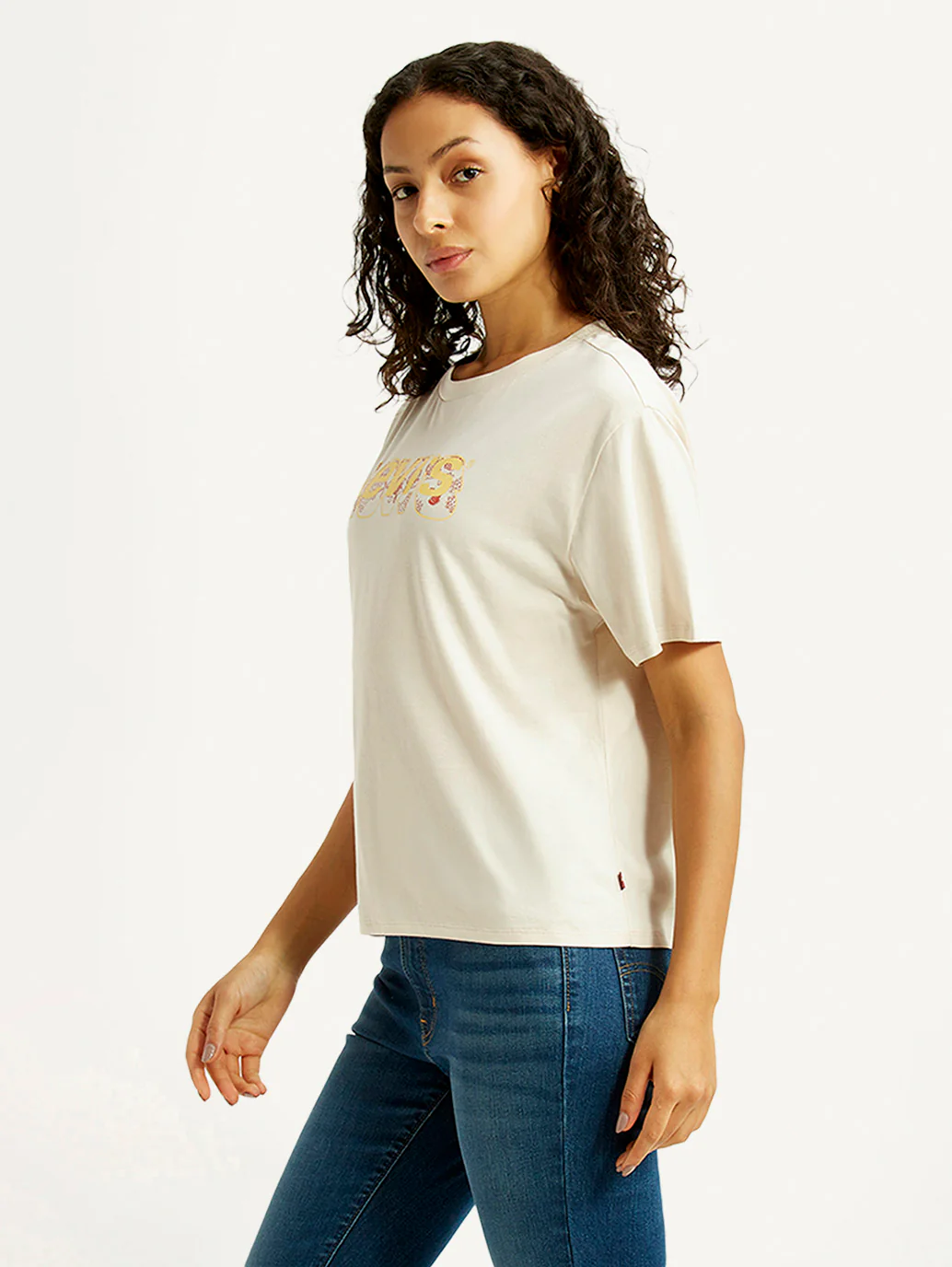 Women's Brand Logo Off White Relaxed Fit T-shirt - Image 3