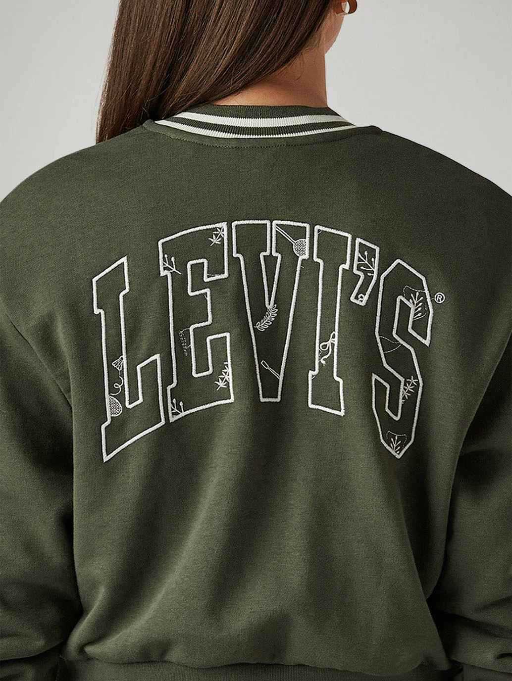 Women's Brand Logo Olive Crew Neck Sweatshirt - Image 2