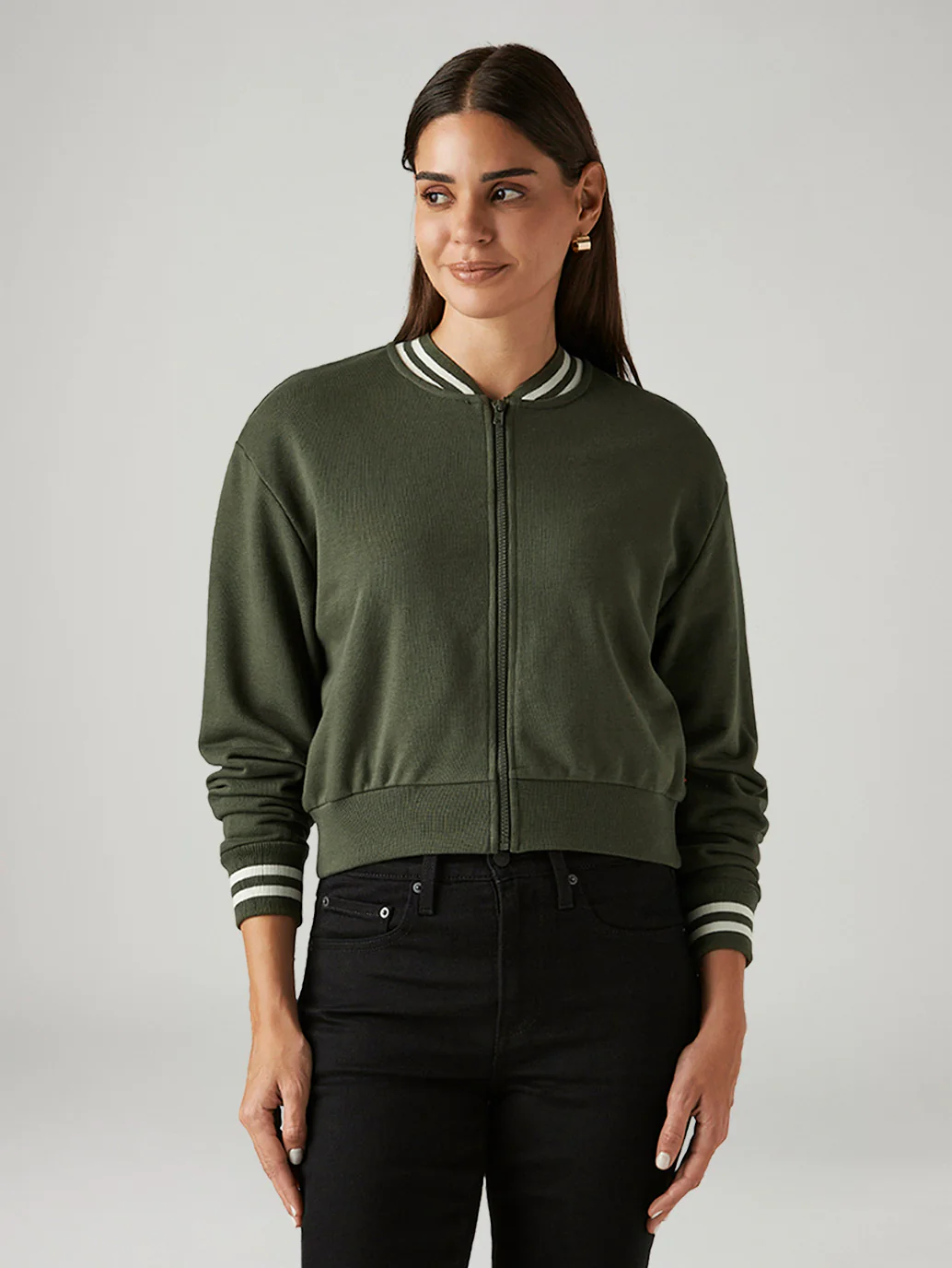 Women's Brand Logo Olive Crew Neck Sweatshirt - Image 5