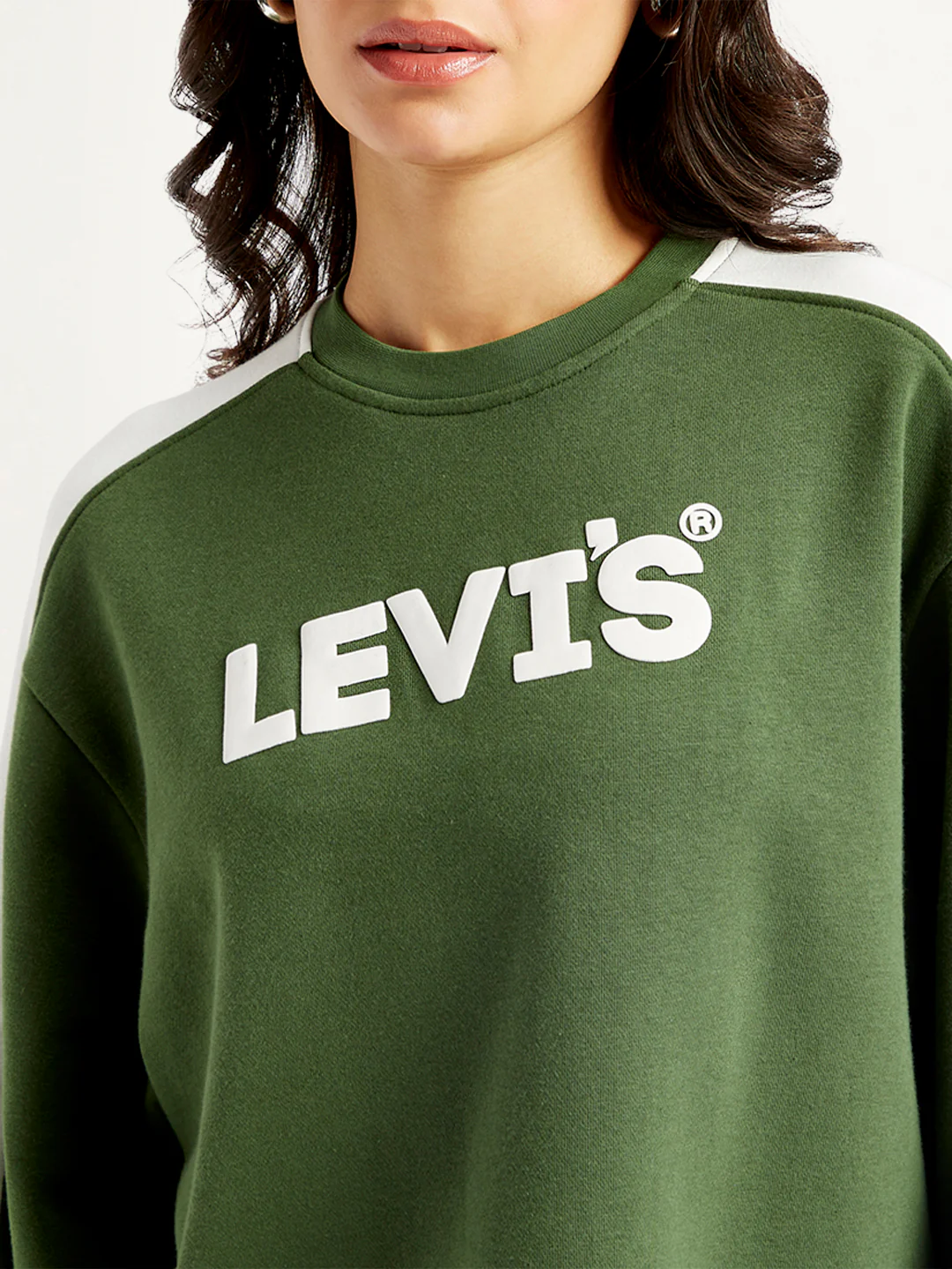 Women's Brand Logo Olive Crew Neck Sweatshirt - Image 5